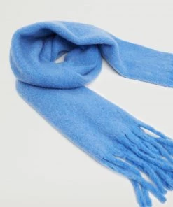 Mango Fringed Edge Wool-blend Scarf Blue -Mango Jewellery Wallets Belts For Women Sales unnamed file 2368