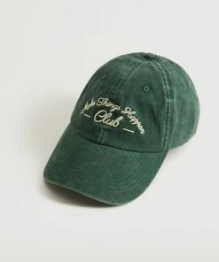 Mango Embroidered Cotton Cap Dark Blue