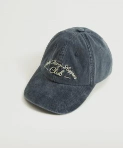 Mango Embroidered Cotton Cap Dark Blue -Mango Jewellery Wallets Belts For Women Sales unnamed file 2443