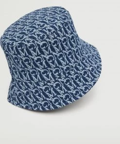 Mango Bucket Hat With Logo Medium Blue