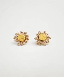 Mango Raffia Earrings Beige