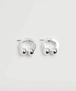 Mango Metallic Hoop Earrings Silver