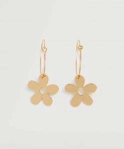 Mango Hoop Flower Earrings Gold