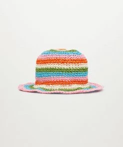 Mango Stripes Raffia Hat Pink -Mango Jewellery Wallets Belts For Women Sales unnamed file 2541