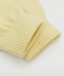 Mango Ribbed Knit Gloves Blue