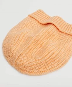 Mango Ribbed Knit Beanie Clementine