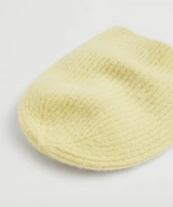 Mango Ribbed Knit Beanie Lime