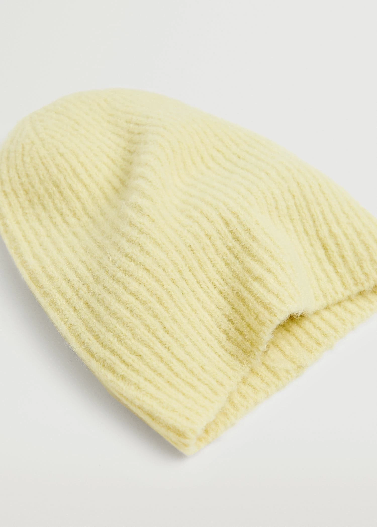 Mango Ribbed Knit Beanie Lime 2 Mango Ribbed Knit Beanie Lime - Image 2