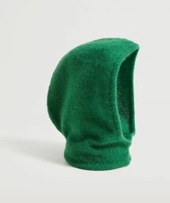 Mango Knitted Balaclava Hat Green
