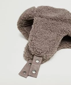 Mango Faux Shearling Hat Medium Brown