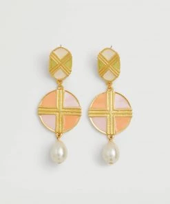 Mango Pearl Pendant Earrings Gold