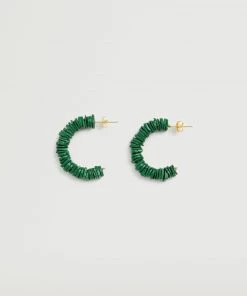 Mango Bead Loop Earrings Green