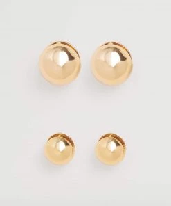 Mango Metallic Ball Earrings Gold