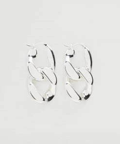 Mango Metal Chain Earrings Silver
