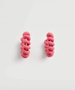 Mango Clay Hoop Earrings Neon Pink