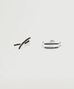 Mango Rhinestone Crystal Earring Silver