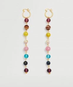 Mango Beaded Pendant Earrings Pink