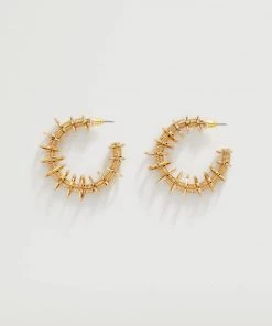 Mango Embossed Hoop Earrings Gold