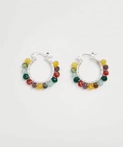 Mango Bead Loop Earrings Silver