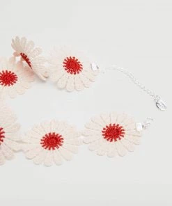 Mango Flower Necklace Off White -Mango Jewellery Wallets Belts For Women Sales unnamed file 423