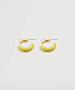 Mango Metallic Hoop Earrings Gold