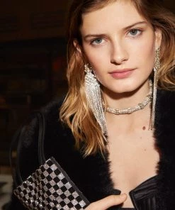 Mango Crystal Pendant Earrings Silver