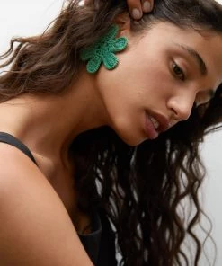 Mango Floral Earrings Green