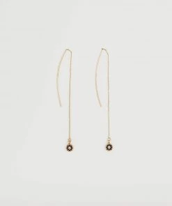 Mango Metallic Pendants Crystal Earrings Gold