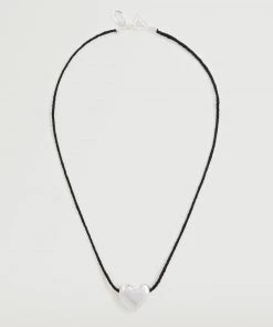 Mango Heart Pendant Necklace Silver