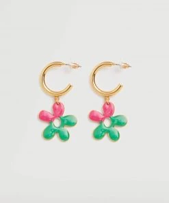 Mango Flower Pendant Earrings Gold