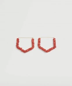 Mango Bead Loop Earrings Red