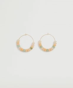 Mango Bead Hoop Earrings Light Pink