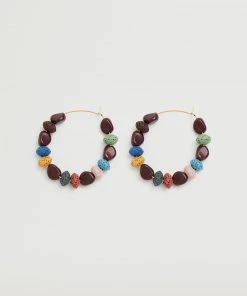 Mango Bead Loop Earrings Gold