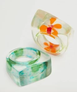 Mango 2-pack Resin Rings Green -Mango Jewellery Wallets Belts For Women Sales unnamed file 559