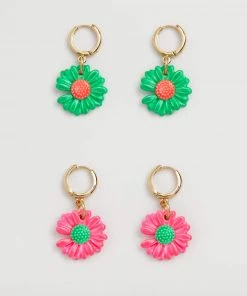 Mango Ceramic Floral Earrings Gold