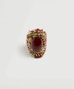 Mango Fabric Stone Ring Mustard