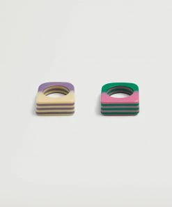 Mango 2-pack Combined Rings Pastel Pink