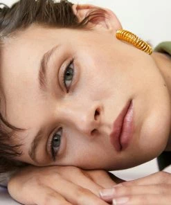 Mango Metallic Hoop Earrings Gold