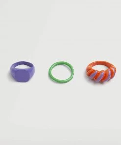 Mango Pack Of 3 Combined Rings Orange