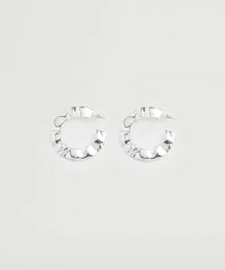 Mango Twisted Hoop Earrings Silver