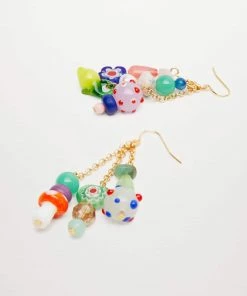 Mango Beaded Pendant Earrings Gold