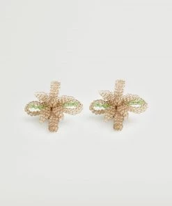 Mango Crystal Flower Earrings Silver