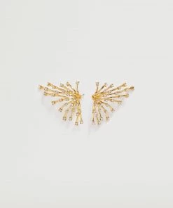 Mango Crystals Asymmetric Earrings Gold