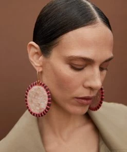 Mango Leather Pendant Earrings Gold