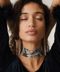 Mango Glitter Choker Necklace Silver -Mango Jewellery Wallets Belts For Women Sales unnamed file 792