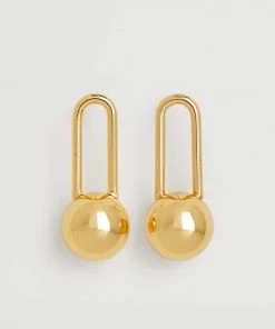 Mango Metallic Ball Earrings Gold