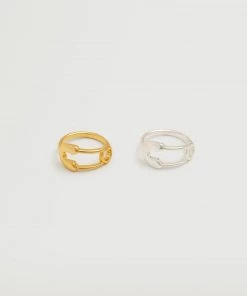 Mango Asymmetric Rings Set Gold