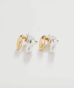Mango Mixed Asymmetric Earrings Gold