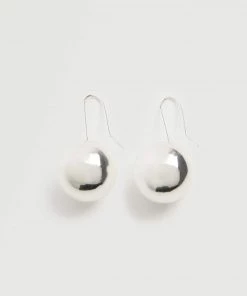 Mango Metallic Ball Earrings Silver