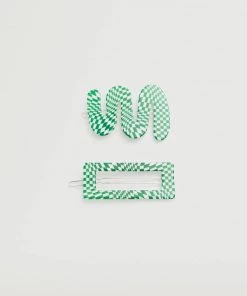 Mango Hairclip 2 Set Green